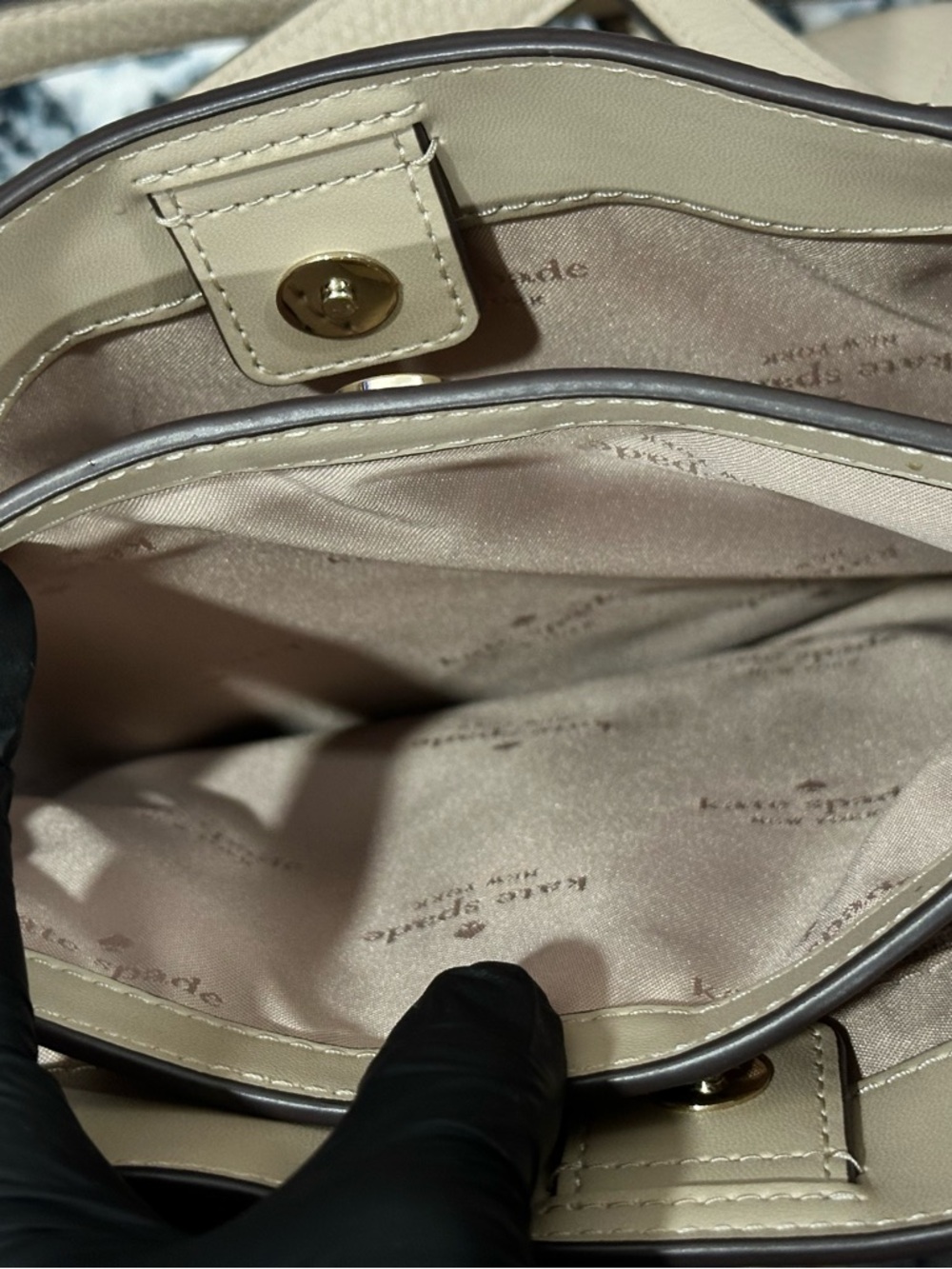 New kate spade Two-Tone Taupe & Cream Leather Shoulder Bag - Picture 11 of 11
